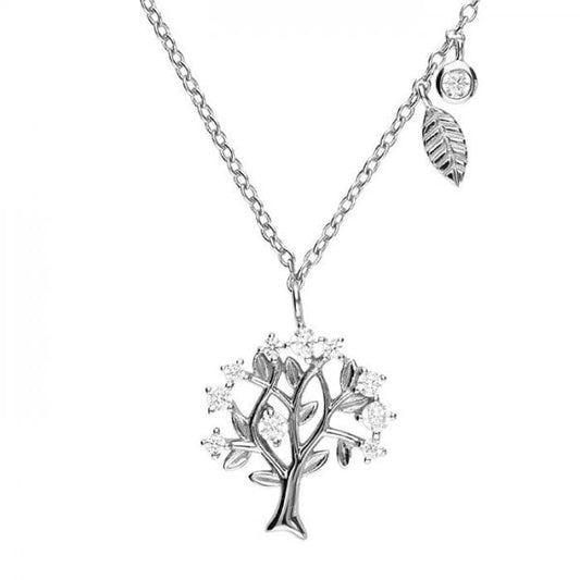 SIL. NECKLACE: 42-45CM CZ TREE OF LIFE