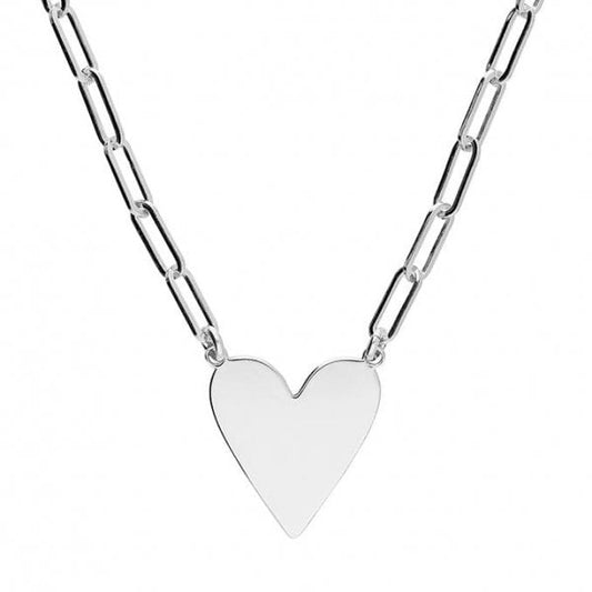 SIL.NECKLACE: 43CM CHAIN LINK EXT FLAT HRT