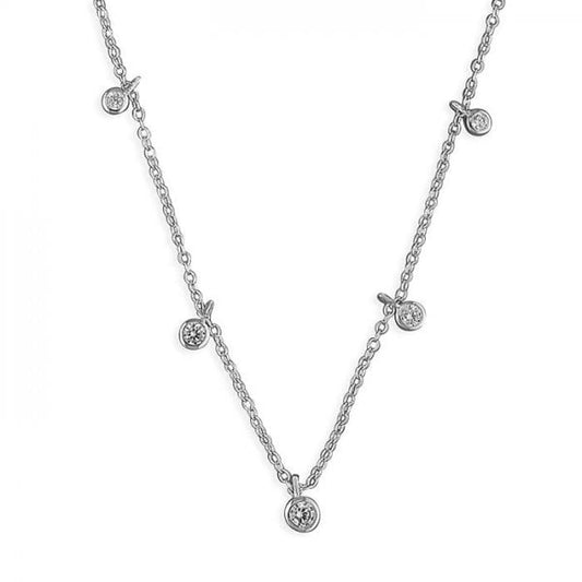 SIL.NECKLACE: 36-41CM 5 RUBOVER CZ ON CHAIN