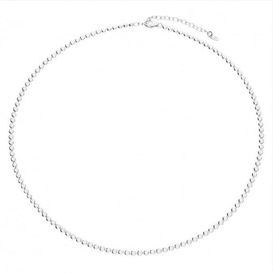 SIL.NECKLACE: 41-46CM FLAT DISC CHAIN