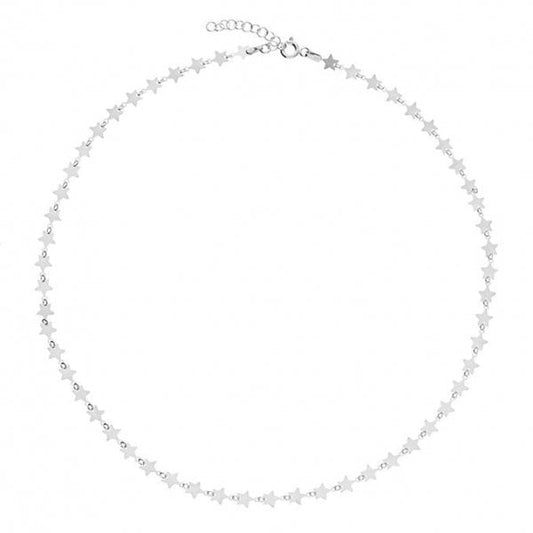 SIL.NECKLACE: 45CM FLAT STAR