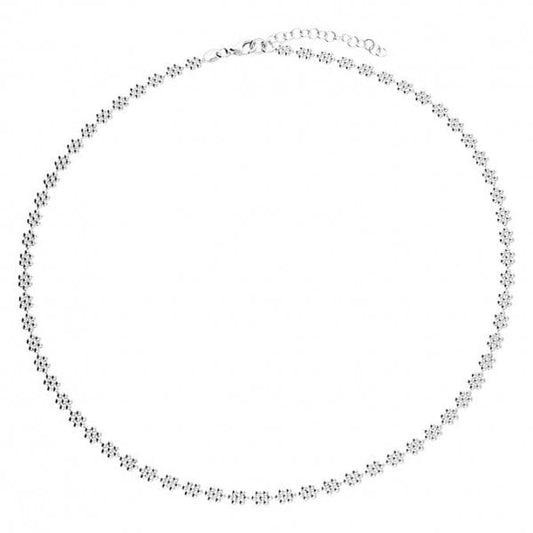 SIL.NECKLACE: 40+4CM BEADED FLOWER CHAIN