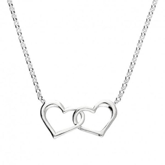 SIL.NECKLACE:41-46CM INTERLINKED OPN HEART