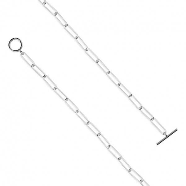 SIL.NECKLACE: 43CM FLAT OVAL OPN BELC T-BAR