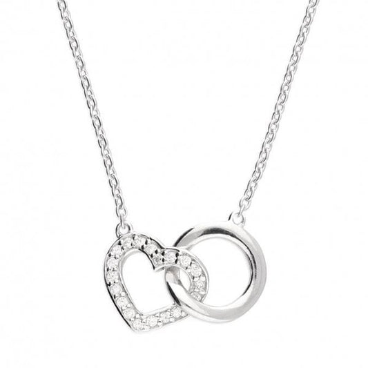 SIL.NECKLACE: 43-46CM CZ INTERLOCK