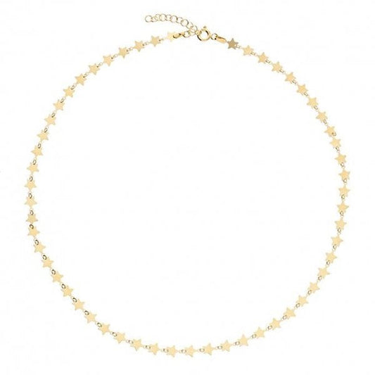SIL.NECKLACE: 45CM YEL GLD PLTD FLAT STAR