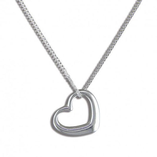 SIL.NECKLACE: OPEN HEART ON 41CM CHAIN