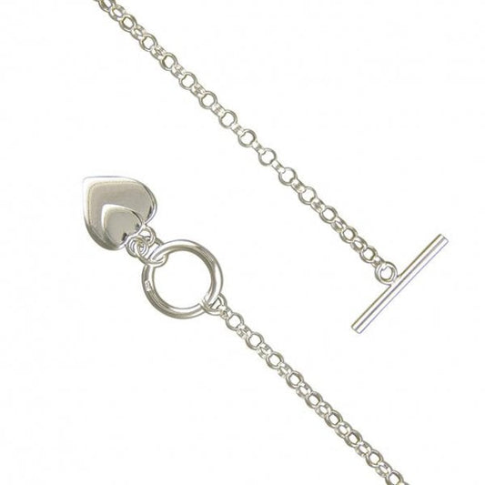 SIL.NECKLACE: 41CM/16IN T-BAR 2 MINI HEARTS