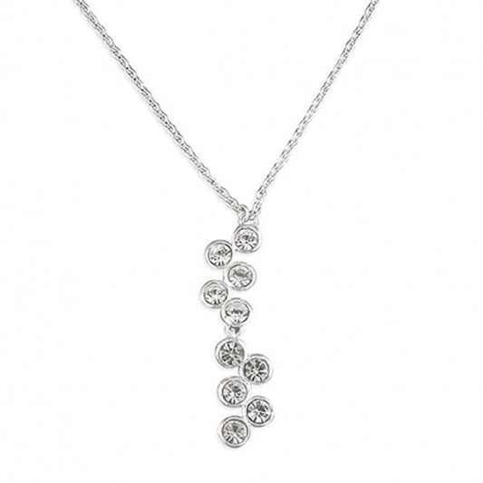 SIL.NECKLACE: 40CM/16IN 10-CRYSTAL CASCADE