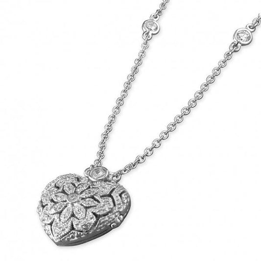 PENDANT HEART SHAPED STONE SET LOCKET