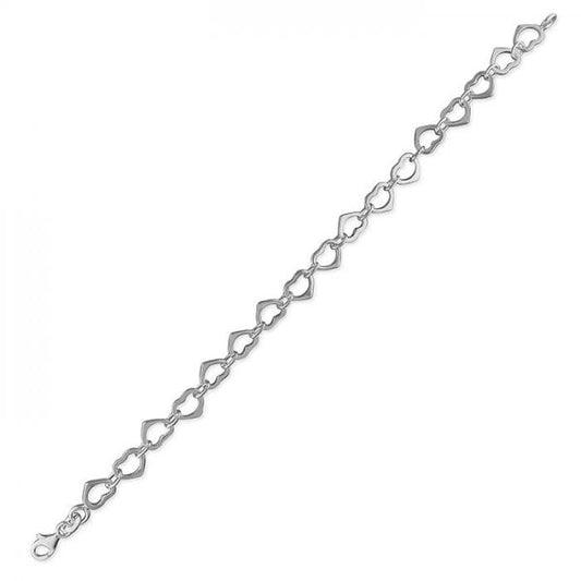 SIL.BRACELET: 19CM/7.5IN HEART OUTLINE LINK