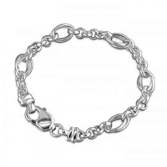 SIL.BRACELET: 19CM HEAVY FANCY BELCHER