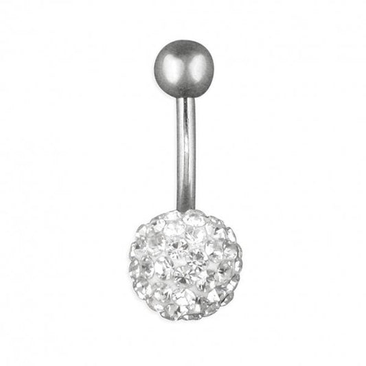 SIL.BODY: WHITE CRYSTAL GOLFBALL BELLY BAR