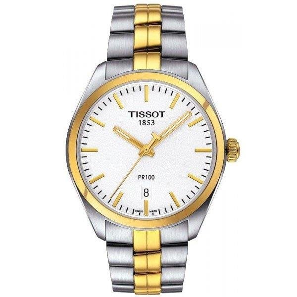 T-Classic PR 100 Steel & Gold Two Tone Silver Dial