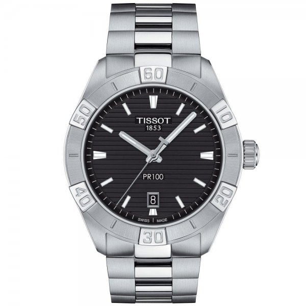 PR 100 Sport Stainless Steel Black Dial Watch