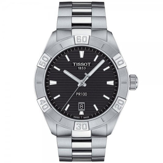 PR 100 Sport Stainless Steel Black Dial Watch