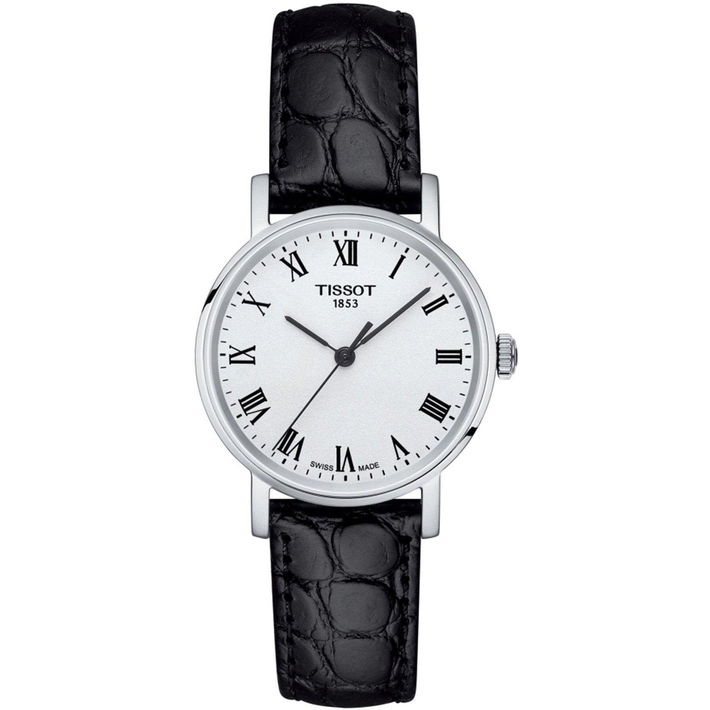Everytime Textured Black Leather Ladies Watch