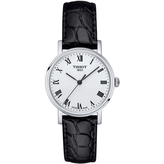 Everytime Textured Black Leather Ladies Watch