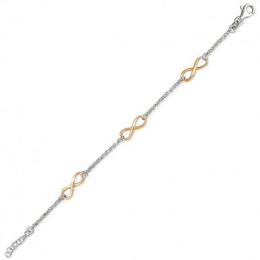 SIL.BRACELET: 19CM TRIPLE RSE GLD INFINITY