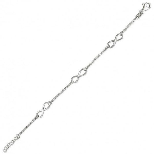 SIL.BRACELET: 19CM TRIPLE INFINITY SYMBOLS