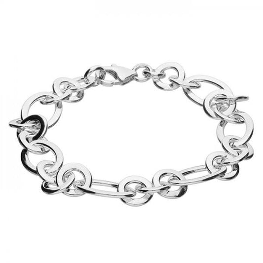 SIL.BRACELET: 19CM LARGE OVAL AND ROUND CHAIN