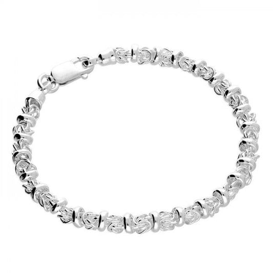 SIL.BRACELET: 19CM KNOTTED LINKS AND BEAD CHN