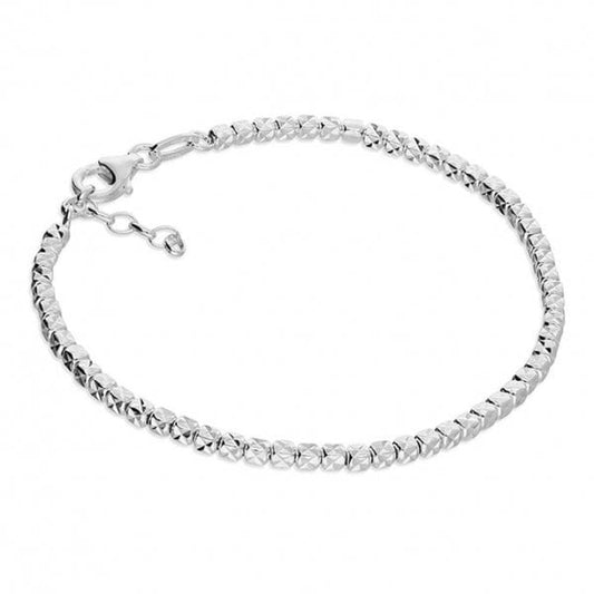 SIL.BRACELET: 18-21CM D/C 2.5MM CUBE