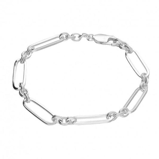 SIL.BRACELET: 19CM PLAIN OVAL LINK/3 LINK