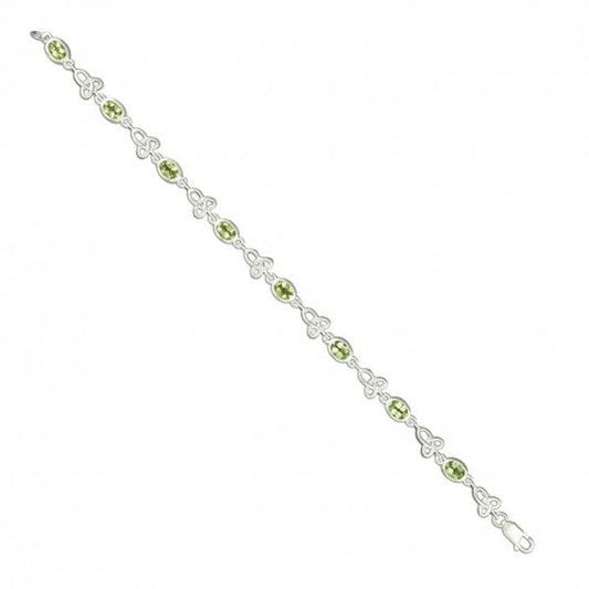 SIL.BRACELET: PERIDOT WITH CELTIC LOOPS