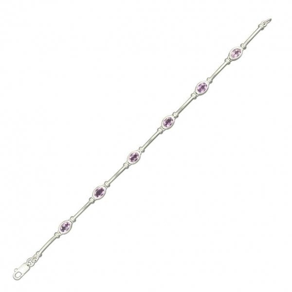 SIL.BRACELET: OVAL AMETHYSTS AND BARS