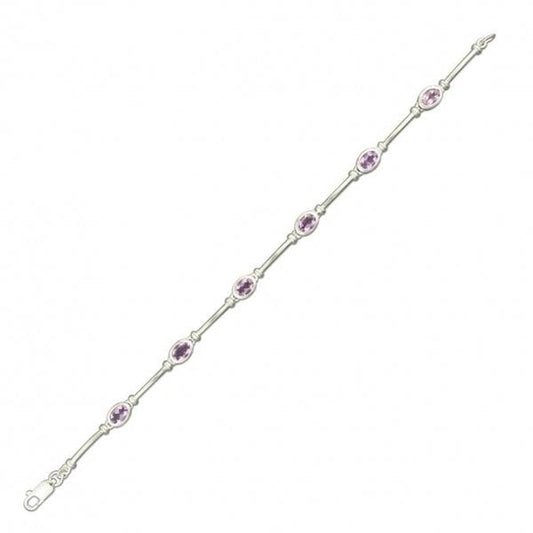 SIL.BRACELET: OVAL AMETHYSTS AND BARS