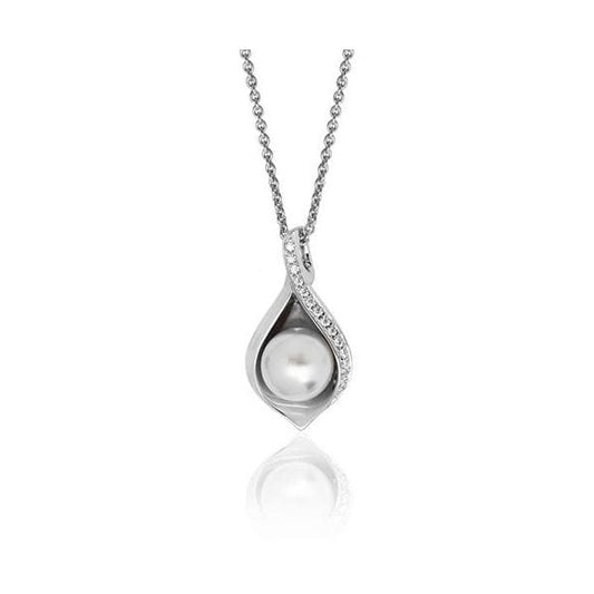 PEARL & CZ PENDANT+CHAIN