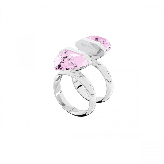 Lucent ring Magnetic, Pink, Rhodium plated - S55