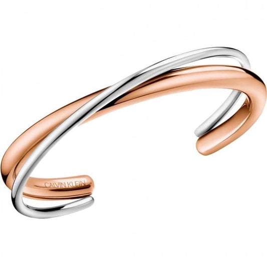 Calvin Klein Ladies Medium Silver And Rose bangle