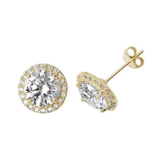 9CT YEL GOLD ROUND CZ STUD EARRINGS