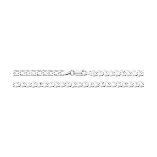 9CT WHT GOLD FLT CURB BVLD CHAIN