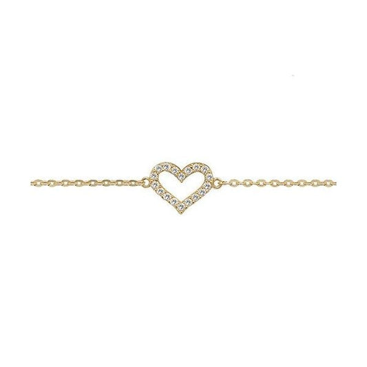9CT GOLD LADIES' 7.25 IN CZ HEART BRACELET