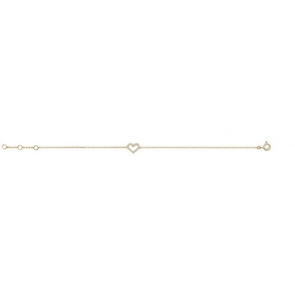 9CT GOLD LADIES' 7.25 IN CZ HEART BRACELET