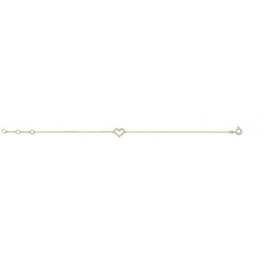 9CT GOLD LADIES' 7.25 IN CZ HEART BRACELET