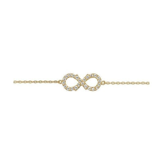 9CT GOLD LADIES' 7.25 IN CZ INFINITY BRACELET