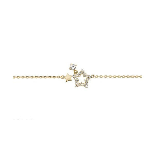 9CT GOLD LADIES' 7.25 IN CZ STAR BRACELET