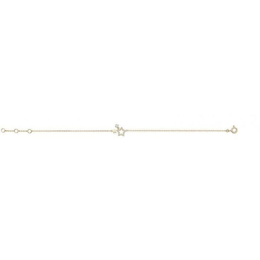 9CT GOLD LADIES' 7.25 IN CZ STAR BRACELET