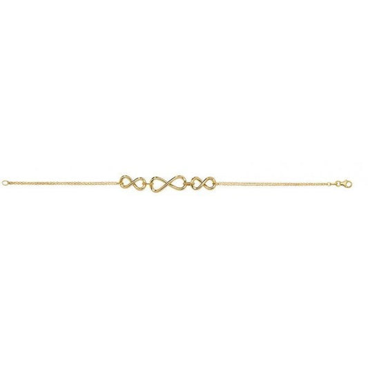 9CT YEL GOLD LADIES' 7.5 INCH TRIPLE INFINITY BRAC