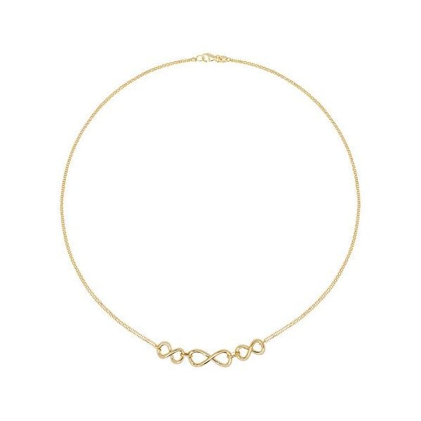 9CT YEL GOLD LADIES' 18 INCH TRIPLE INFINITY NECKL