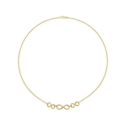 9CT YEL GOLD LADIES' 18 INCH TRIPLE INFINITY NECKL