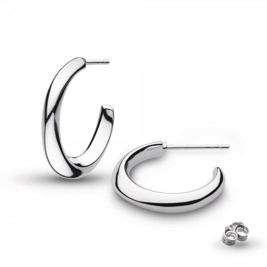 Bevel Cirque 20mm Rhodium Plated Semi-Hoop Studs