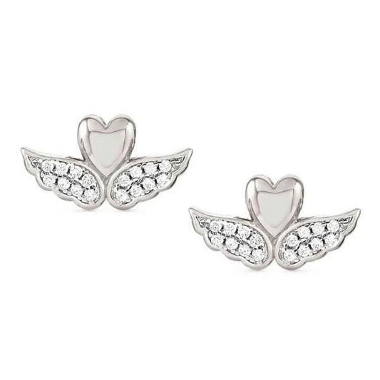 Sweetrock Romance Silver Winged Heart Earrings