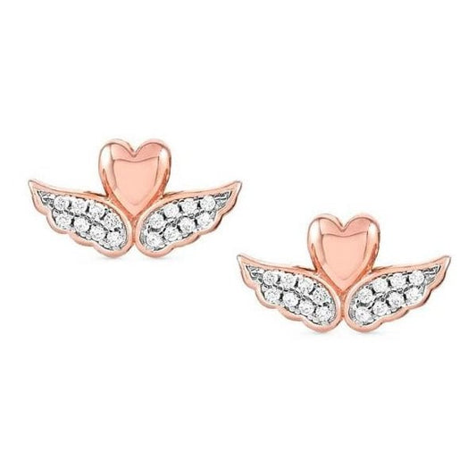 Sweetrock Romance Rose Gold Winged Heart Earrings