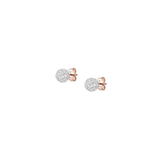 Sterling Silver Rose Tone Soul CZ Earrings