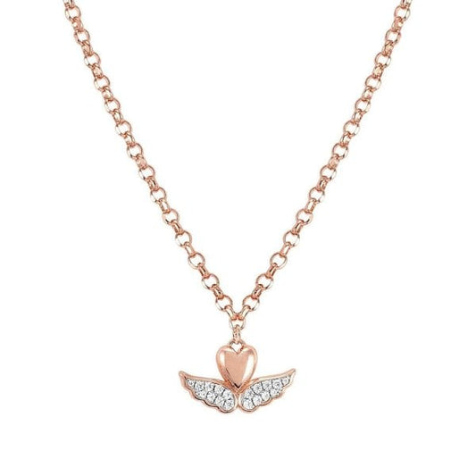 Sweetrock Edition Cubic Zirconia Winged Heart Rose Gold Necklace